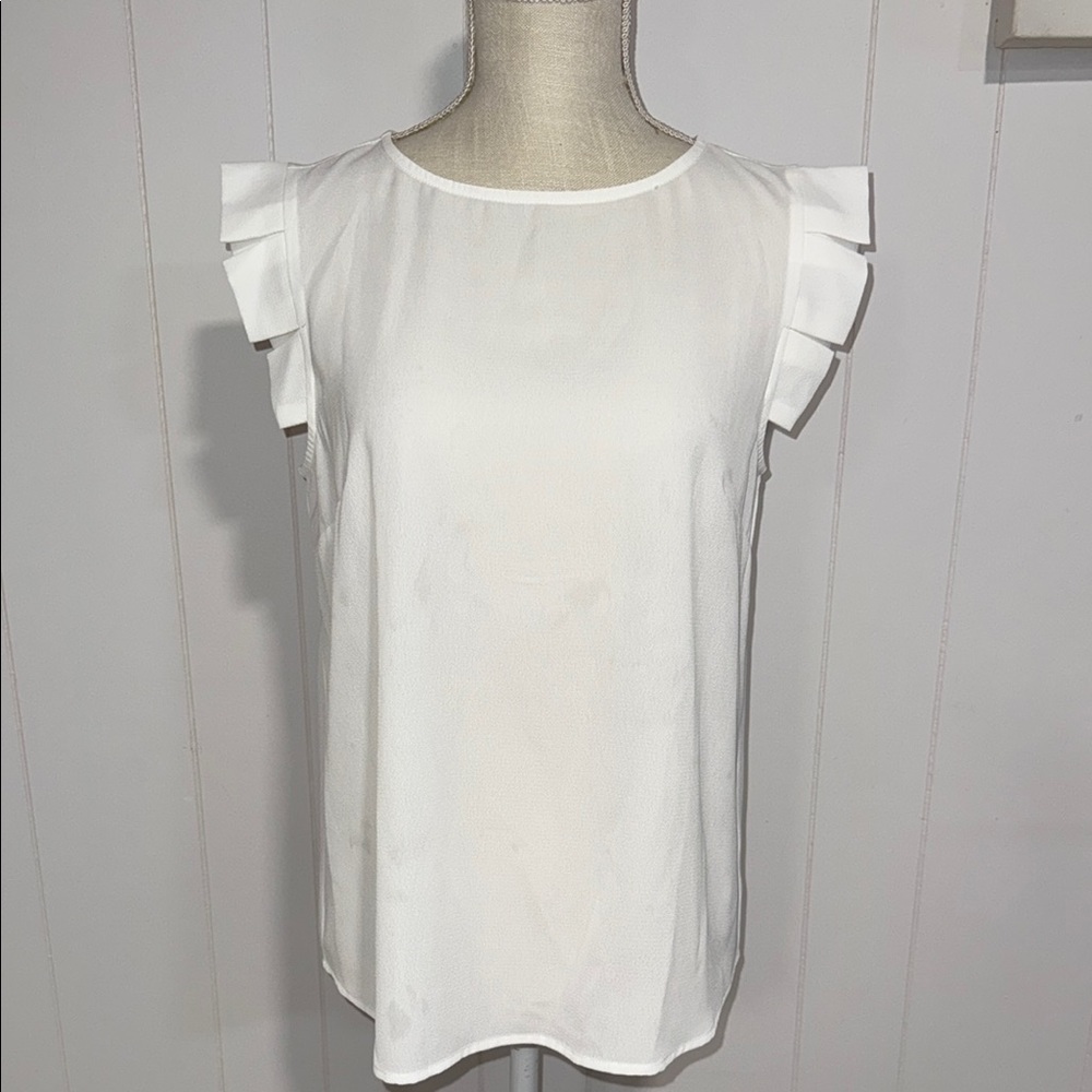 Staccato White Ruffle Sleeve Blouse